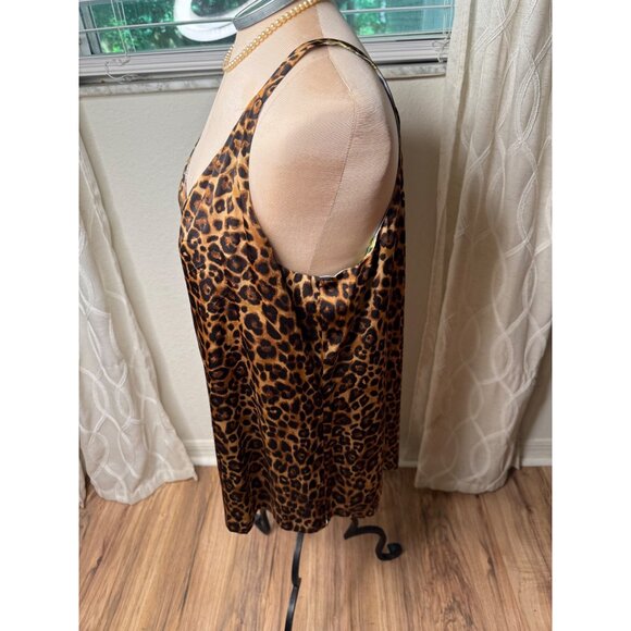 WHBM Reversible Leopard & Floral Satin Blouse Top XL Ultimate Tank cottage core - Picture 4 of 14